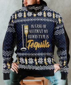 Tequila My Blood Type Knitted Ugly Christmas Sweater, Xmas Sweater