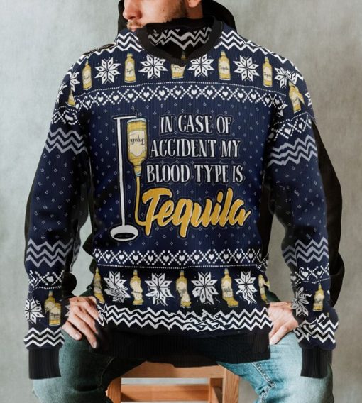 Tequila My Blood Type Knitted Ugly Christmas Sweater, Xmas Sweater