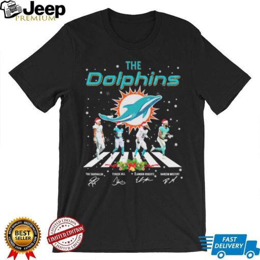 The Dolphins NFL Team 2022 Abbey Road Merry Christmas Signature Shirt