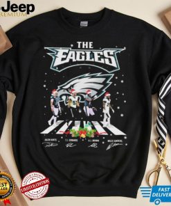 The Eagles Jalen Hurts TJ Edwards Aj Brown And Miles Sanders Abbey Road Christmas Signatures Shirt