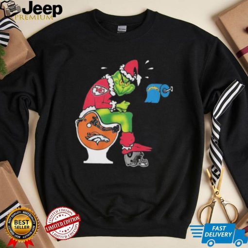 The Grinch Kansas City Chiefs Shit On Toilet Denver Broncos Other Teams Oakland Raiders Christmas 2022 Shirt