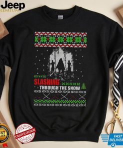 The Walking Dead Michonne slashing through the snow ugly Christmas shirt