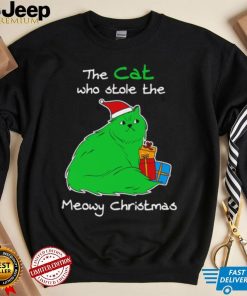 The cat who stole the Meowy Christmas shirt