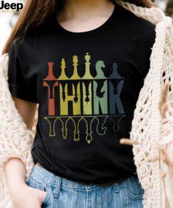 Think Retro Chess Pieces Player Gifts Chess Coach T Shirt