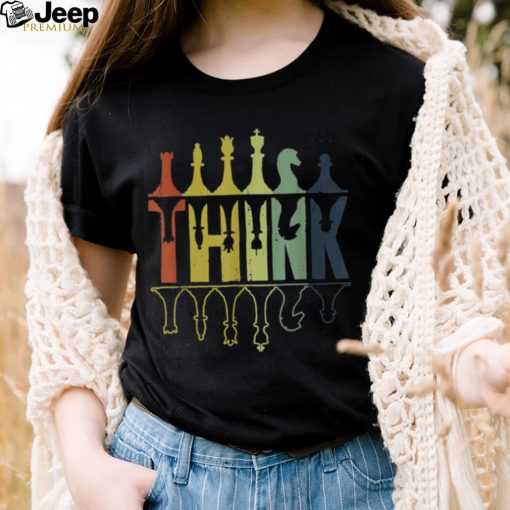 Think Retro Chess Pieces Player Gifts Chess Coach T Shirt