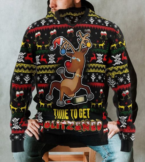 Time To Get Blitzened Ugly Christmas Sweater, Xmas Sweatshirt