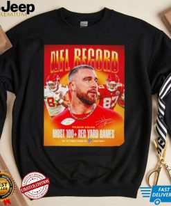 Travis Kelce Kansas City Chiefs NFL record most 100 Rec Yard games poster signature shirt