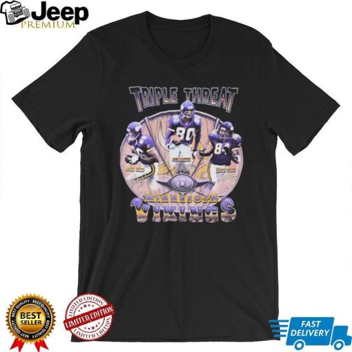 Triple Threat Jake Reed Cris Carter And Randy Moss Minnesota Vikings Signatures Shirt