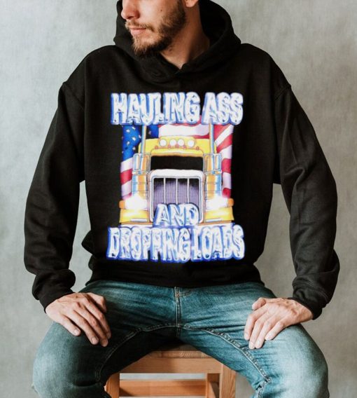 Truck Hauling ass and dropping loads American flag shirt