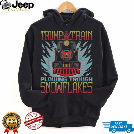 Trump Train Plowing Through Snowflakes Christmas Ugly Shirt