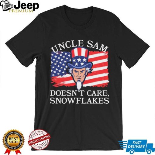 Uncle Sam Doesn’t Care, Snowflakes American Flag Shirt