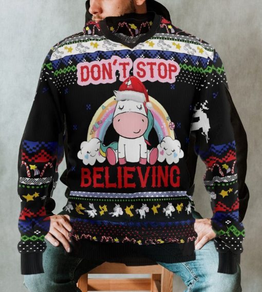 Unicorn Dont Stop Believing Ugly Christmas Sweater, Xmas Sweatshirt