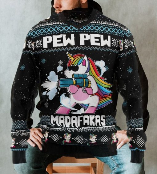 Unicorn Pew Pew Ugly Christmas Sweater Sweatshirt