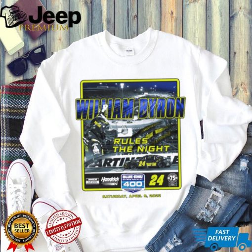 William Byron checkered flag white 2022 blue emu maximum pain relief 400 race winner top art shirt