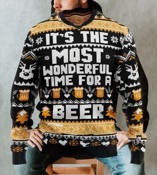 Wonderful Time For A Beer Ugly Christmas Sweater, Xmas Sweatshirt