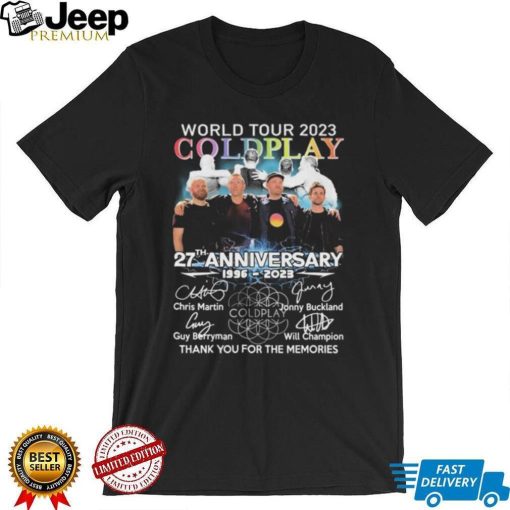 World Tour 2023 Coldplay 27th Anniversary 1996 2023 Thank You For The Memories Signatures Shirt