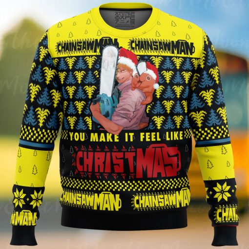 You Make It Fell Like Christmas Chainsaw Man Ugly Christmas Sweater