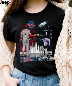 Philadelphia Jalen Hurts And Bryce Harper Philly’s Skyline Signatures Shirt