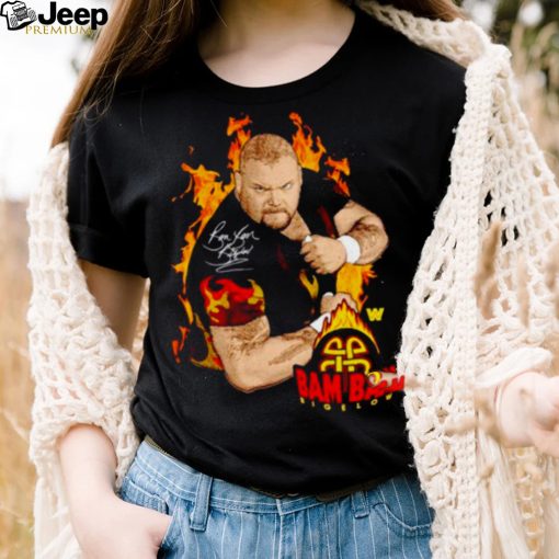 bam Bam Bigelow burning signature shirt