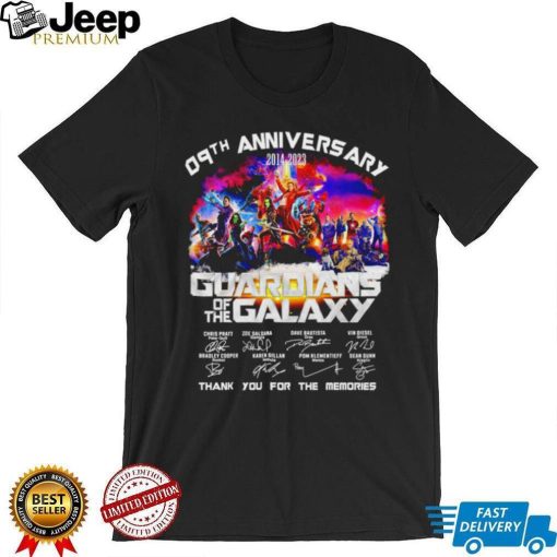 09th Anniversary 2014 2023 Guardians of the Galaxy signature thank you for the memories movie shirt