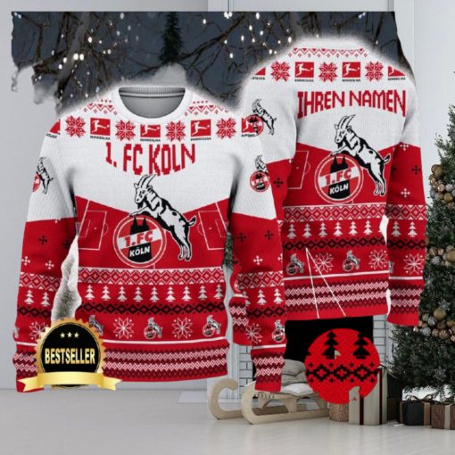 1 FC Koln Ugly Christmas Sweater Logo Custom Name Gift Fans