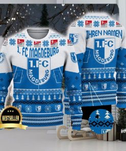 1 FC Magdeburg Ugly Christmas Sweater Logo Custom Name Gift Fans