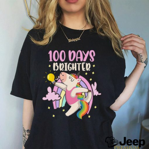 100 Days Brighter unicorn 100 Days Smarter of School T Shirt