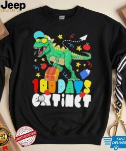 100 Days Extinct Dinosaur T rex 100 Days of School Dino Kids Shirt