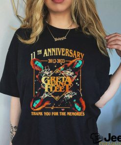 11th anniversary 2012 2023 Greta Van Fleet thank you for the memories signatures shirt