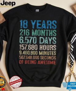 18 Years Old Of Being Awesome Birthday Gift Decorations T Shirt