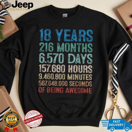 18 Years Old Of Being Awesome Birthday Gift Decorations T Shirt