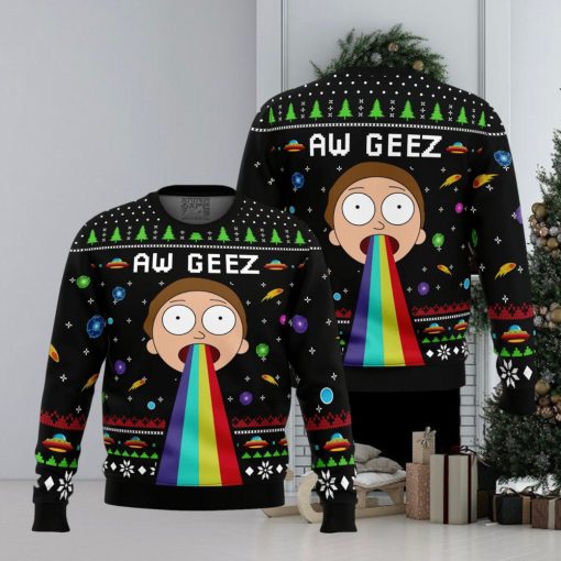 Aw Geez Rick and Morty Ugly Christmas Sweater