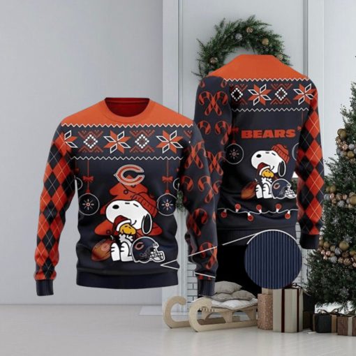 Chicago Bears Charlie Brown Snoopy Hug Woodstock Ugly Christmas Sweater 3D Printed Men And Women Holiday Gift