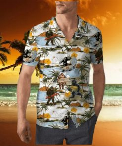 Yellow Hibiscus Bigfoot Hawaiian Shirt Beach Summer Shirt For Men