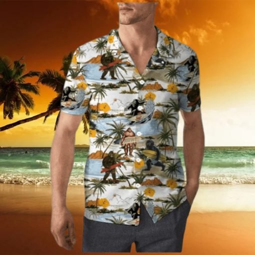 Yellow Hibiscus Bigfoot Hawaiian Shirt Beach Summer Shirt For Men