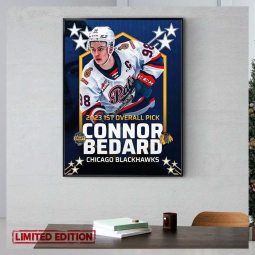 1st Overall Pick Connor Bedard Chicago Blackhawks NHL Draft 2023 Home Decor Poster Canvas