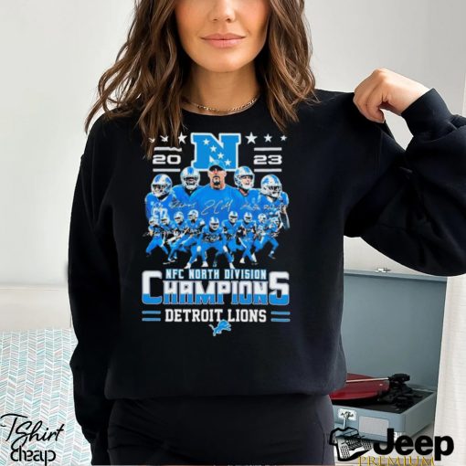 2023 NFC North Division Champions Detroit Lions Players Signatures Shirt