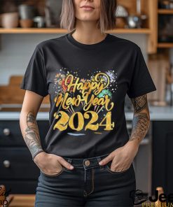 2024 Happy New Year gold glitter firework shirt