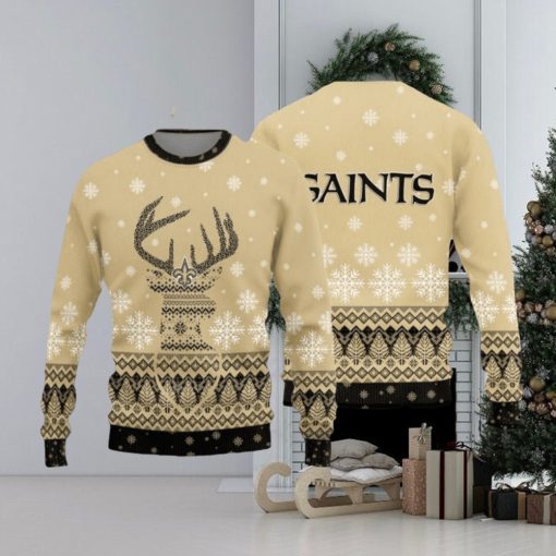 New Orleans Saints Christmas Reindeer Ugly Christmas Sweater Hat AOP Gift For Fans