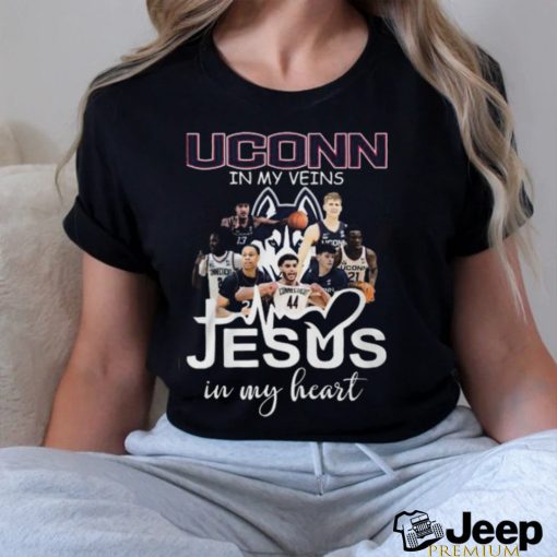 UConn Huskies In My Veins Jesus In My Heart T Shirt