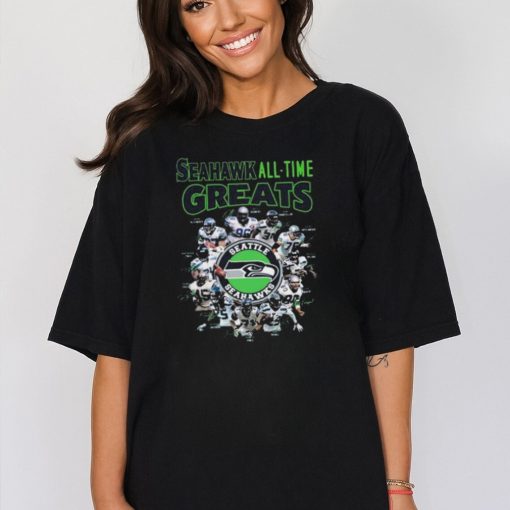 The Seattle Seahawks Football Teams Seahawk All Time Greats Signatures shirt