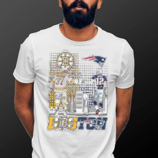 Patrice Bergeron and Tom Brady Boston City of Champions signatures shirt