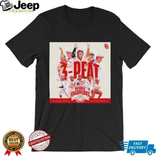 3 peat 2023 national champions oklahoma sooners softball shirt Shirt