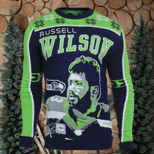 Russell Wilson 3 Seattle Seahawks Ugly Christmas Sweaters