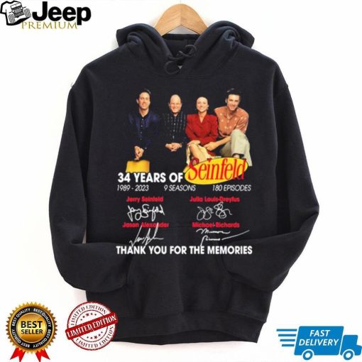 34 Years Of Seinfeld Jerry Seinfeld Jason Alexander Signature Thank You For The Memories Shirt