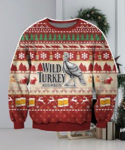 3D All Over Print Wild Turkey Bourbon Whiskey Ugly Christmas Sweater Perfect Holiday Gift