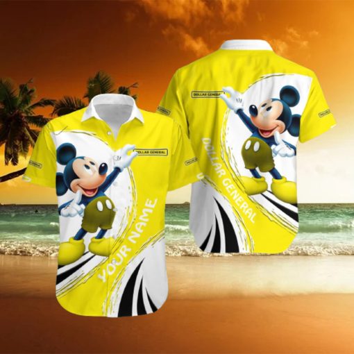 3D All Over Printed Dollar General Mickey Short Sleeve Summer Gift Hawaiian Shirt Custom Name