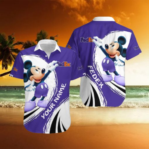 3D All Over Printed Fedex Cute Mickey Short Sleeve Summer Gift Hawaiian Shirt Custom Name