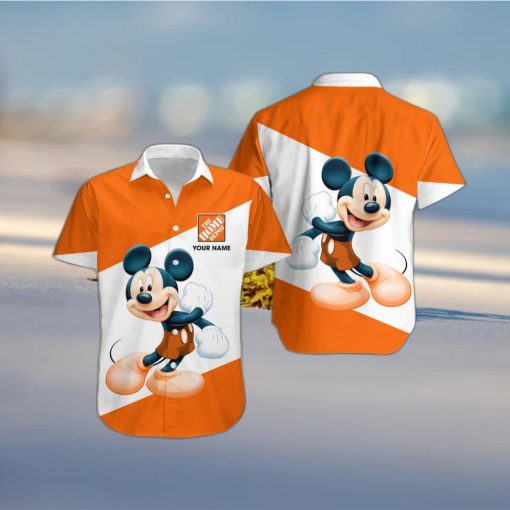 3D All Over Printed Home Depot Cute Mickey Short Sleeve Summer Gift Hawaiian Shirt Custom Name