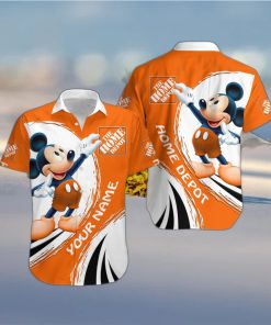 3D All Over Printed Home Depot Mickey Lover Gift Short Sleeve Summer Gift Hawaiian Shirt Custom Name